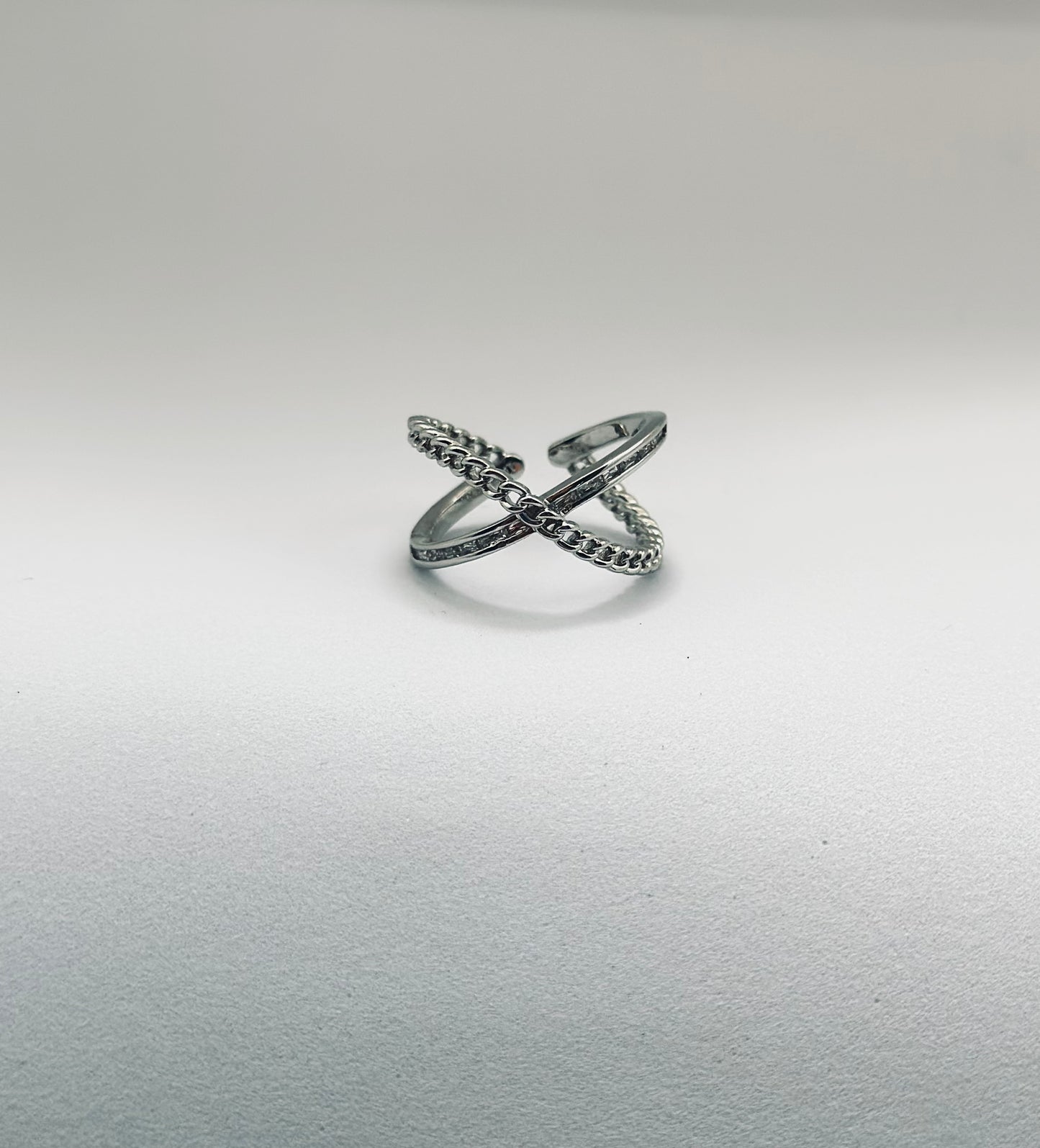 Zircon & Chain Cross Ring