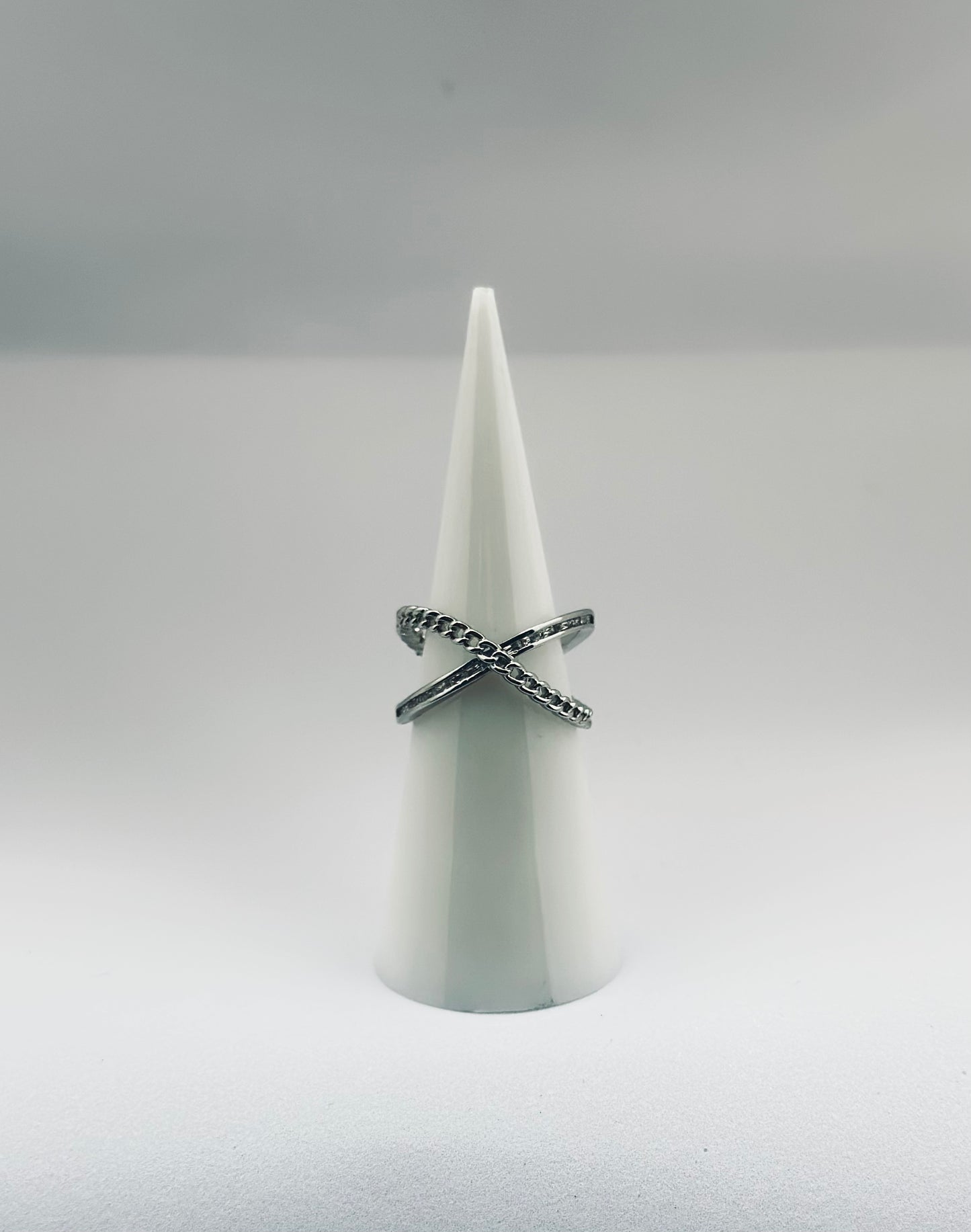 Zircon & Chain Cross Ring