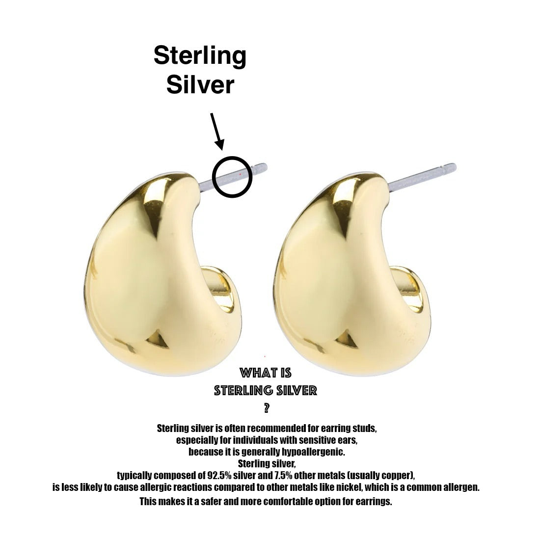 WE USE STERLING SILVER FOR EARRIGS STUDS